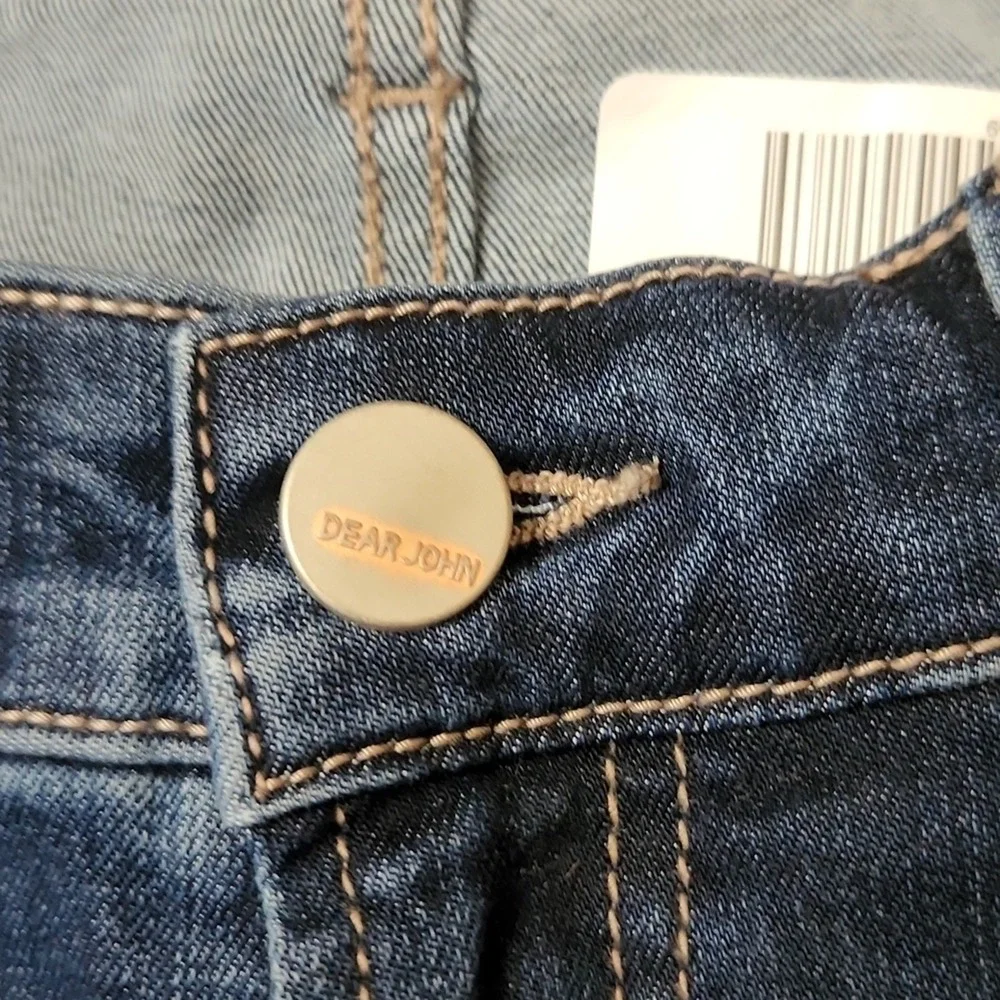 Dear John Raven‎ Womens 3 Snap Raw Hem Jeans Size 27 Zip Button Racing Stripe